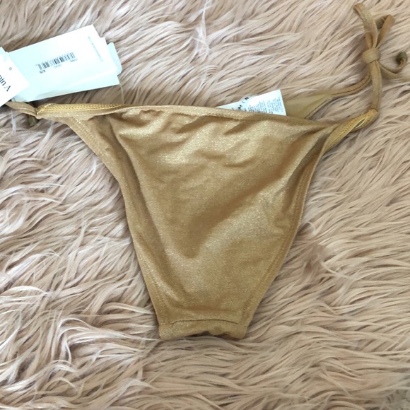 VITAMIN A Tie Side Bikini Bottom in golden glow. Bottom and top. Top size 8 M. - Picture 5 of 13